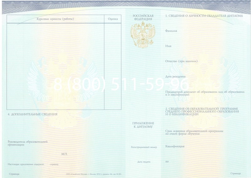 Купить Диплом техникума (Спецбланк) 2014-2026 года в Воронеже