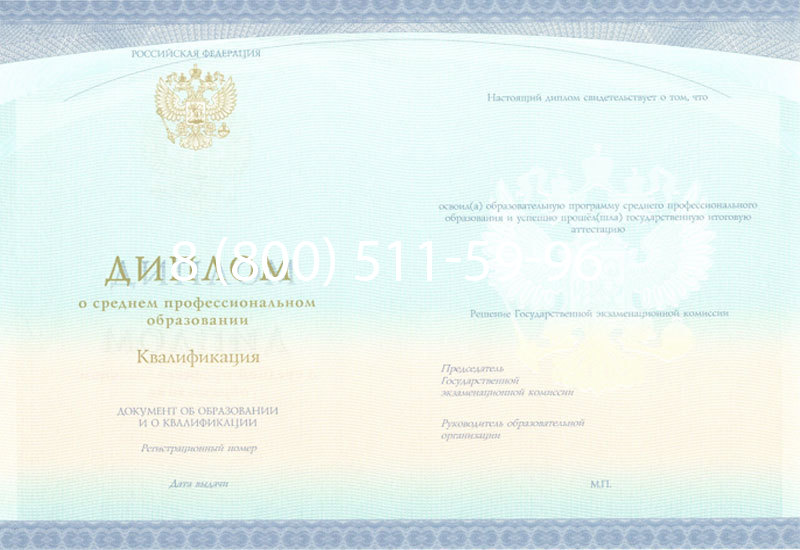 Купить Диплом техникума (Спецбланк) 2014-2026 года в Воронеже